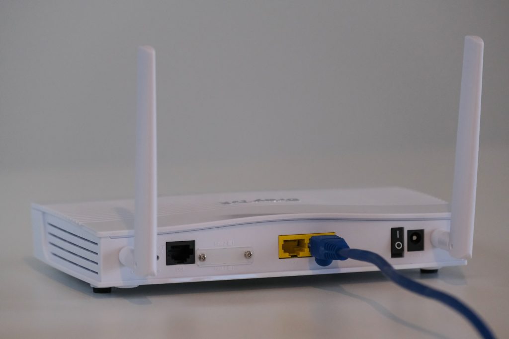 router with wire plugged in