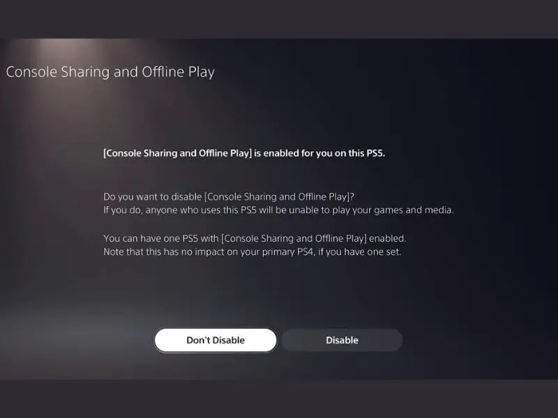 console sharing and offline play ps5