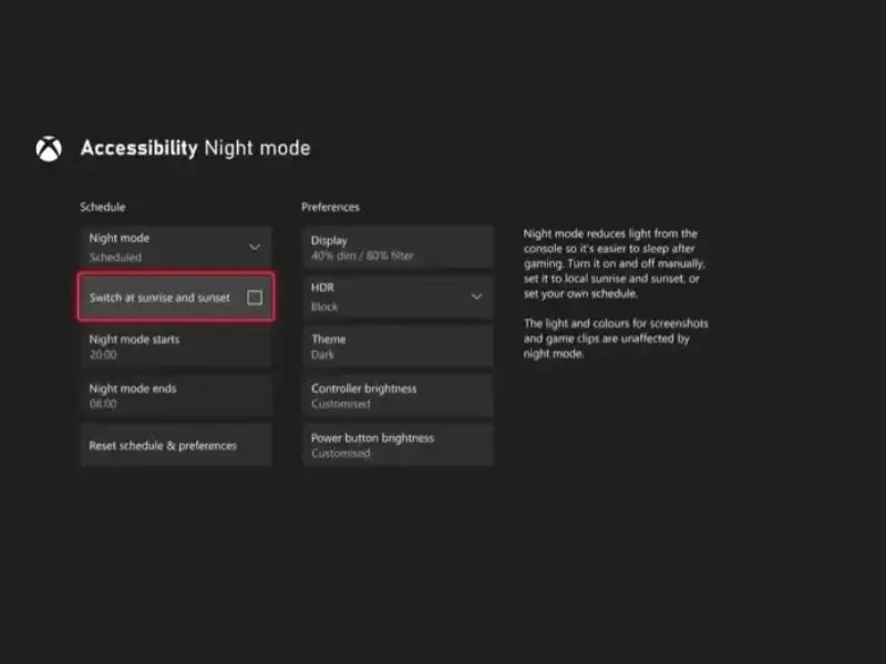 accessibility night mode